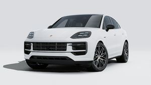 Exterior view of Cayenne E-Hybrid Coupé Black Edition showing the front and left side of the car