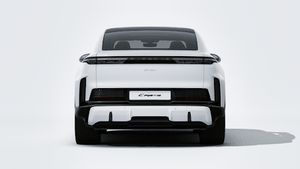 Exterior view of Cayenne Turbo Coupé Electric showing the rear of the car