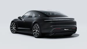 Exterior view of Taycan 4 Black Edition showing the back and left side of the car