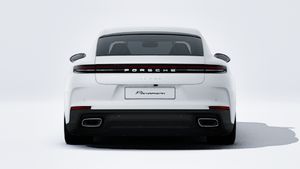 Exterior view of Panamera showing the rear of the car