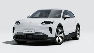 Exterior view of Cayenne Electric showing the front and left side of the car