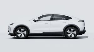 Exterior view of Cayenne Coupé Electric showing the left side of the car