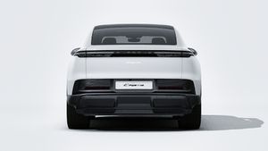 Exterior view of Cayenne Coupé Electric showing the rear of the car