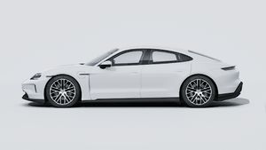 Exterior view of Taycan 4 showing the left side of the car
