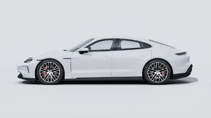 Exterior view of Taycan 4S showing the left side of the car