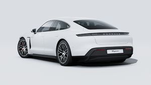 Exterior view of Taycan 4S showing the back and left side of the car