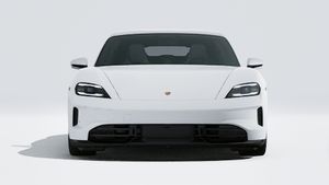 Exterior view of Taycan GTS showing the front of the car