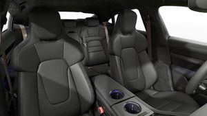 Interior view showing the front seats of Taycan Turbo S
