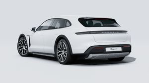 Exterior view of Taycan 4 Cross Turismo showing the back and left side of the car