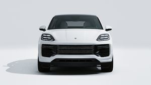Utvendig visning av Cayenne Turbo E-Hybrid Coupé som viser fronten av bilen