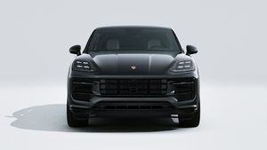 Utvendig visning av Cayenne S E-Hybrid Coupé Black Edition som viser fronten av bilen