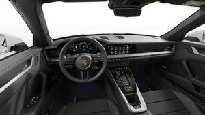 Interior view showing the steering wheel and dashboard of 911 Carrera Cabriolet