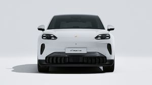 Exterior view of Cayenne Coupé Electric showing the front of the car