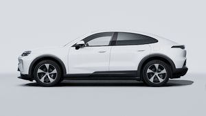 Exterior view of Cayenne Coupé Electric showing the left side of the car