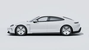 Exterior view of Taycan showing the left side of the car