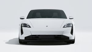 Exterior view of Taycan Turbo showing the front of the car