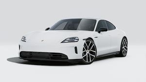 Exterior view of Taycan 4 Black Edition showing the front and left side of the car