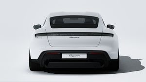 Exterior view of Taycan 4 Black Edition showing the rear of the car