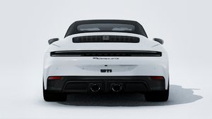 Exterior view of 911 Carrera GTS Cabriolet showing the rear of the car