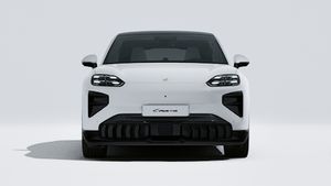Exterior view of Cayenne Turbo Coupé Electric showing the front of the car