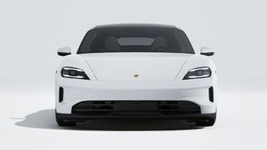 Exterior view of Taycan showing the front of the car