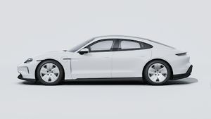 Exterior view of Taycan showing the left side of the car