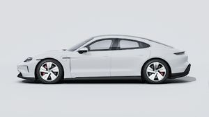 Exterior view of Taycan 4S showing the left side of the car