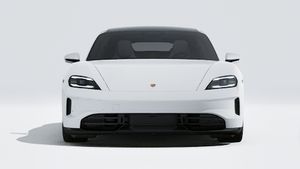 Exterior view of Taycan GTS showing the front of the car