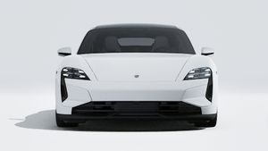 Exterior view of Taycan Turbo showing the front of the car