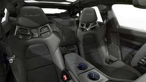 Interior view showing the front seats of Taycan Turbo GT