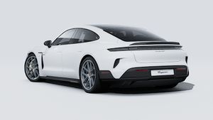 Exterior view of Taycan Turbo GT showing the back and left side of the car