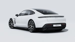 Exterior view of Taycan Black Edition showing the back and left side of the car