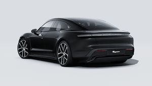Exterior view of Taycan 4 Black Edition showing the back and left side of the car