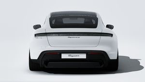 Exterior view of Taycan 4S Black Edition showing the rear of the car