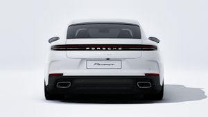 Exterior view of Panamera showing the rear of the car