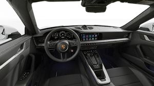 Interior view showing the steering wheel and dashboard of 911 Carrera Cabriolet