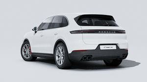 Exterior view of Cayenne S showing the back and left side of the car