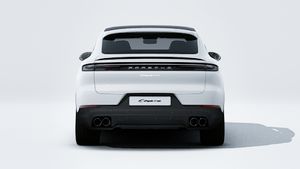 Exterior view of Cayenne S Coupé showing the rear of the car