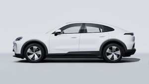 Exterior view of Cayenne Coupé Electric showing the left side of the car