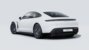 Exterior view of Taycan GTS showing the back and left side of the car