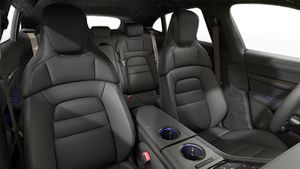 Interior view showing the front seats of Taycan Turbo Cross Turismo