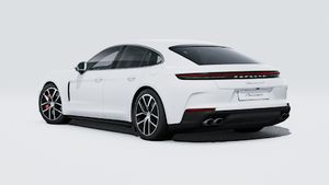 Exterior view of Panamera 4S E-Hybrid showing the back and left side of the car