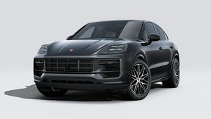 Exterior view of Cayenne Coupé Black Edition showing the front and left side of the car