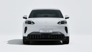 Exterior view of Cayenne Electric showing the front of the car