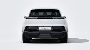 Exterior view of Cayenne Electric showing the rear of the car