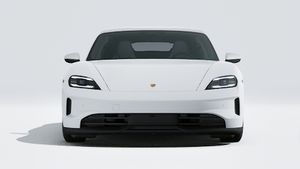 Exterior view of Taycan showing the front of the car