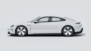 Exterior view of Taycan showing the left side of the car