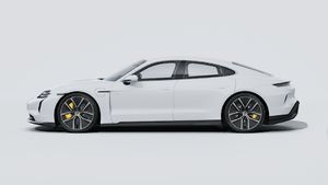 Exterior view of Taycan Turbo S showing the left side of the car