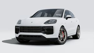 Vista exterior do Cayenne Turbo E-Hybrid Coupé, de frente e lateral esquerda
