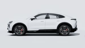 Vista exterior do Cayenne Turbo Coupé Electric, lateral esquerda